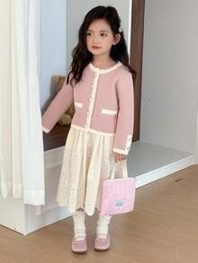 Dazy Kids Cardigan casual alla moda, minimalista e versatile con bottoni e maniche lunghe, adatto per ragazze giovani