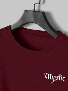 EURMUSE Men's Casual English Print Sweatshirt Set - Burgundy - View 3