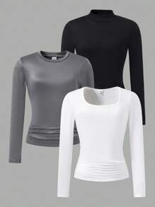 Girls' All-Match Versatile T-Shirt Multi-Pack, Autumn/Winter - Multicolor - View 1