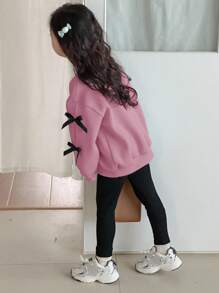 Dazy Kids 2件套女童圆领针织蝴蝶结印花套装