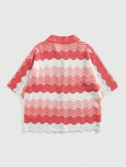 Street Life Camiseta holgada de punto, Top de manga corta de Knit para hombre