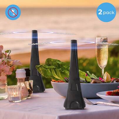 Teckwe 2pcs Fly Fans For Tables, Electric Fly Swatter Fan For Outside Or Inside Meal, Keep Flies Away, Picnic Fan For Table Use, Fly Repellent Fans For Barbeque, Party, Restaurants, Home, Events, Battery Operated Food Spinning Fan, Portable Anti-Fly Fan