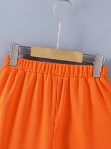 SHEIN 2pcs Tween Boy Summer Casual Contrast Stripe & Letter Print T-Shirt And Shorts Set