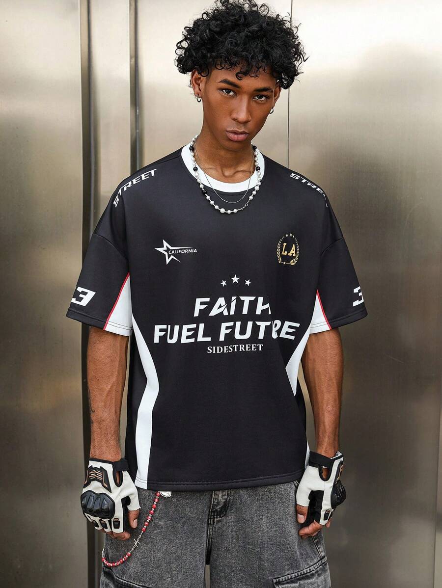 PAVTROS 男士简约图案印花圆领短袖T恤 - 彩色 - 查看 1