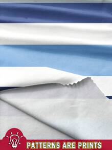 SHEIN LUNE Women's Casual Navy Nautical Striped Print Short Dress, Suitable For Spring/Summer Vacation Vacation Dress Suitable For Going Out - Multicolor - View 3