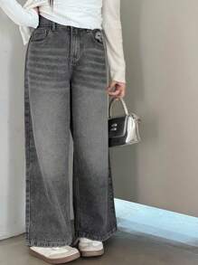 Dazy Kids 青少年女孩休闲牛仔裤 - 灰色 - 查看 4