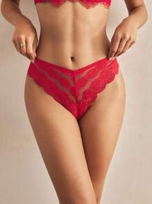 Charlaine 3 条装花卉蕾丝扇贝边内裤，性感内衣 - 彩色 - 查看 1