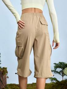 In My Nature Pantalones cargo para mujer con dobladillo con cordón
