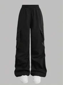 SHEIN Girlism Tween Girls Casual Streetwear Fashion Loose Basketball Jersey Print Top And Wide Leg Pants Set