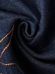 Manfinity Roghcode Men's Wide Leg Graphic Denim Jeans With Zipper Closure - Modern Casual Style Designer Jeans For Men Graphic Jeans Men Embroidered Jeans Baggy Jeans - Dark Wash - View 3