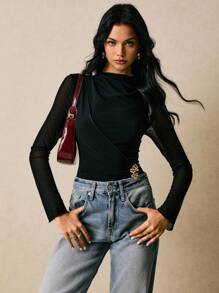 Poéselle Áo sơ mi dài tay tối giản màu đen dành cho nữ, trang phục thường ngày thoải mái, áo đi chơi, áo công sở, áo mùa đông, trang phục công sở thường ngày, trang phục văn phòng, phong cách cổ điển, sang trọng, trang phục mùa thu, trang phục mùa đông, áo kiểu mùa thu, áo kiểu thanh lịch dành cho nữ. - màu đen - Xem 3