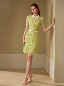 MOTF PREMIUM GUIPURE LACE BUTTON UP DRESS