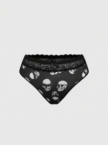 ROMWE Goth Große Größen Gothic Schädel Spitzenbesatz Hipster Slip