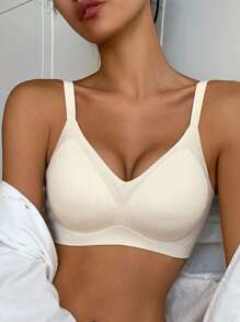 DAZY 女士无钢圈无缝薄垫简约文胸 - 白色 - 查看 4