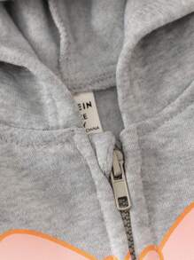 Genkimix Kids Girls' Jacket Hoodie Sweatshirt With Zipper, Butterfly Print, Versatile Top, Autumn/Winter Girls Hoodie Zipper Girls Bow Hoodie Kids Hoodies Girls Fall - Light Grey - View 3