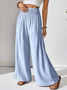 Breezaya 女士纯色休闲宽松阔腿裤，适合春季、秋季穿着，适合大学生等各种场合。 - 淺藍色 - 查看 5