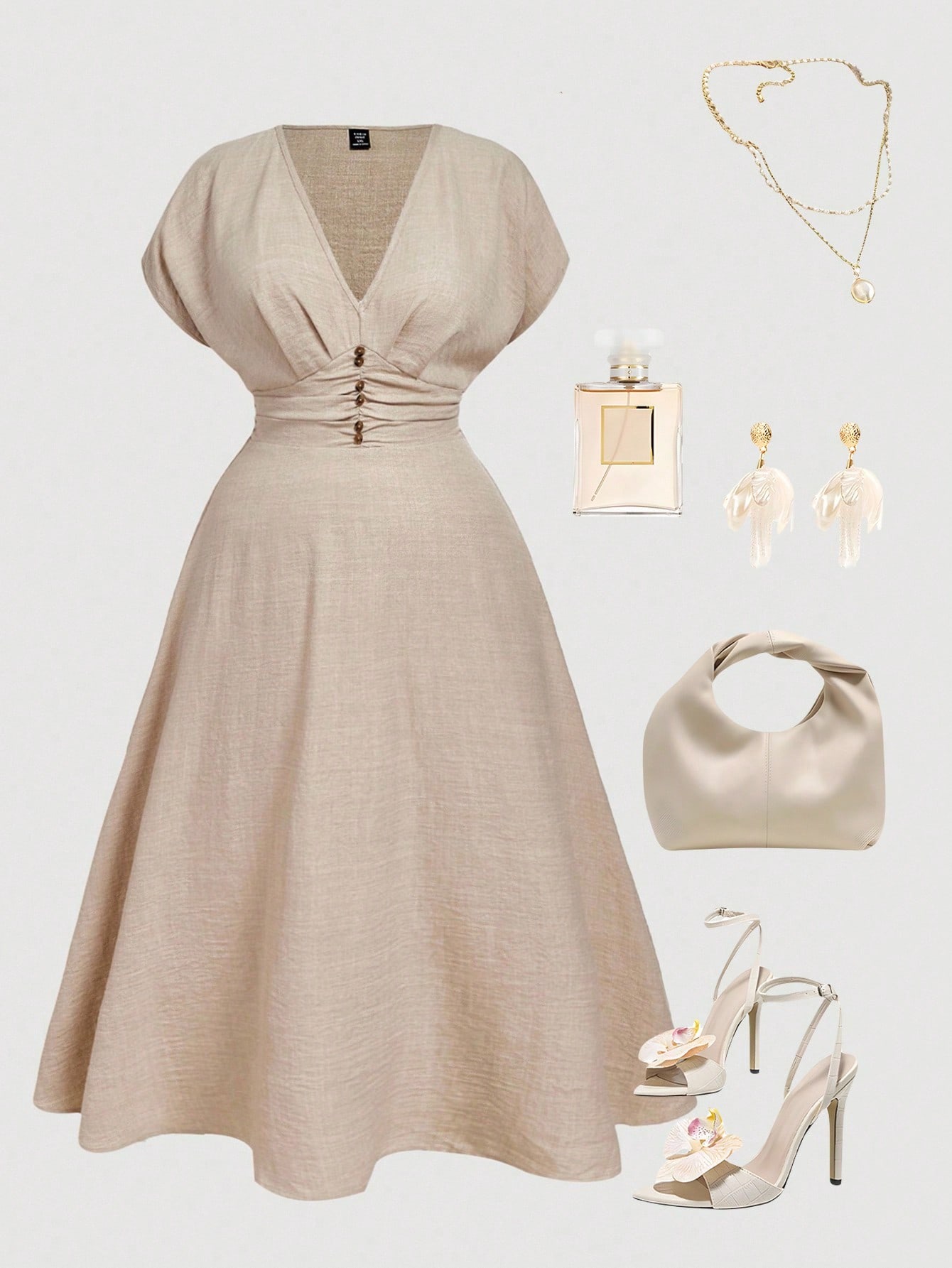 SHEIN MOD فستان نسائي كبير الحجم بياقة على شكل حرف...