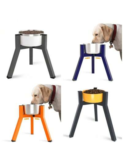 Metal Raised Dog Bowl Stand For Extra Large And Large Dogs, Adjustable Width For 7-10.6" Dog Food & Water Bowls, Single Tall Elevated Dog Bowls Holder (Bowl Not Included)