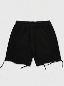 ROMWE MEN Grunge Punk Pantaloni scurți bărbătești cu imprimeu integral, model camuflaj în stil stras, potriviți pentru ținute casual de primăvară/vară