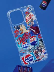 PEPSI X SHEIN Anti-Collision Figure Graphic Mobile Phone Case - Protective Cover Design, Compatible With IPhone - Clear - View 7