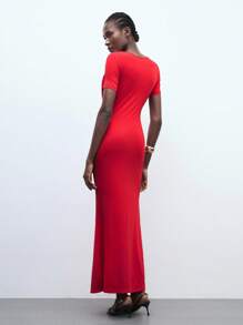 Maija 女士红色无袖镂空金属装饰性感优雅夏季连衣裙，适合生日、节日派对、庆典宾客、教堂、正式场合及乡村音乐会等场合穿着。