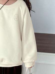 Dazy Kids 女童圆领针织抓绒卫衣，秋冬季 - 米色 - 查看 9