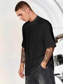 Manfinity Hypemode Camiseta Holgada De Color Sólido Para Hombres - Negro - Ver 5