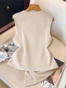 SHEIN Clasi Women Elegant Casual Vacation Mesh Panel Camisole Top - Apricot - View 2