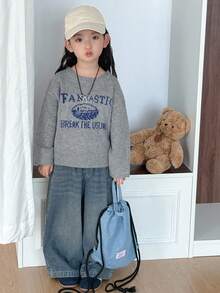 DAZY Young Girl Casual Letter Pattern Sweater, Autumn/Winter - Grey - View 2