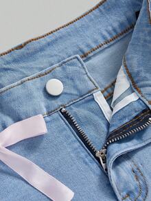 ROMWE Kawaii 可爱甜美蛋糕下摆女式牛仔迷你裙