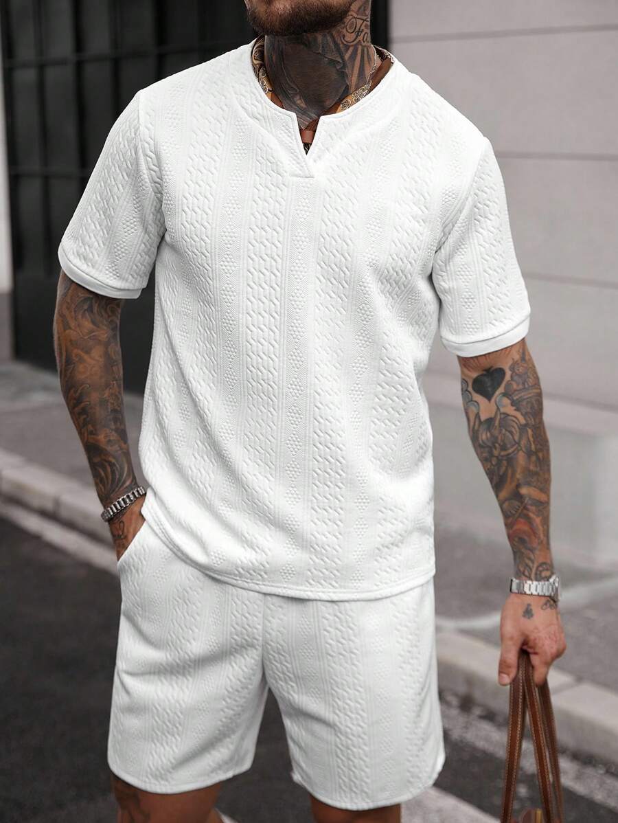 Manfinity Homme Maglietta premium da uomo con texture jacquard, outfit alla moda, il miglior regalo per il fidanzato o il marito