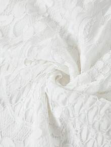 Ellevyn Đầm ngắn màu trắng thanh lịch cổ tròn phối ren mỏng ôm sát eo dành cho nữ, thích hợp mặc hàng ngày - trắng - Xem 7