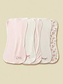 5pcs/Pack Baby Bibs, Soft Cotton Floral Embroidery Burp Cloths, Suitable For Infants Under 3 Years Old, All Seasons - Multicolor - View 6