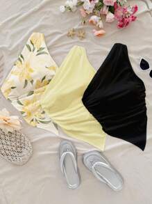 Soleia Set de 3 blusas casuales con estampado floral, adecuadas para el verano - Multicolor - Ver 4