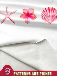 SHEIN EZwear 女士休闲露背修身吊带背心，适合夏季穿着，饰有海星、花卉、贝壳印花 - 彩色 - 查看 3