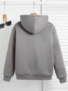 SHEIN Teen Boys' Gray Fluffy Lined Simple Silhouette Jacket, Casual Collegiate Style, Comfortable & Fashionable, Versatile & Practical, Soft Fabric, Suitable For Daily Wear, School, Outings, Outdoor Activities, Teen Boys Grey Hoodies Teen Boys Thermal Lined Hoodie Grey Hooded Jacket Teens Teen Boys Gray Hoodie Jacket Boys Gray Zip Up Hoodie Gray Jacket For Teens Boys Winter Hoodie Teen Hoodies Boys Zipper Jackets Hoodie With Pockets Boys Jackets For Teen Boys Jogging Plush Puffer Grey Gray Jacket Teen - Grey - View 3