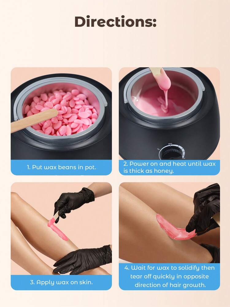 Teckwe 男女脱毛套装，数码脱毛套装（含碗和 4 袋硬蜡珠），便携式脱毛器（适用于敏感肌肤全身脱毛、巴西比基尼脱毛、眉毛脱毛、面部脱毛） - 美規A型插(110-127V) - 查看 5