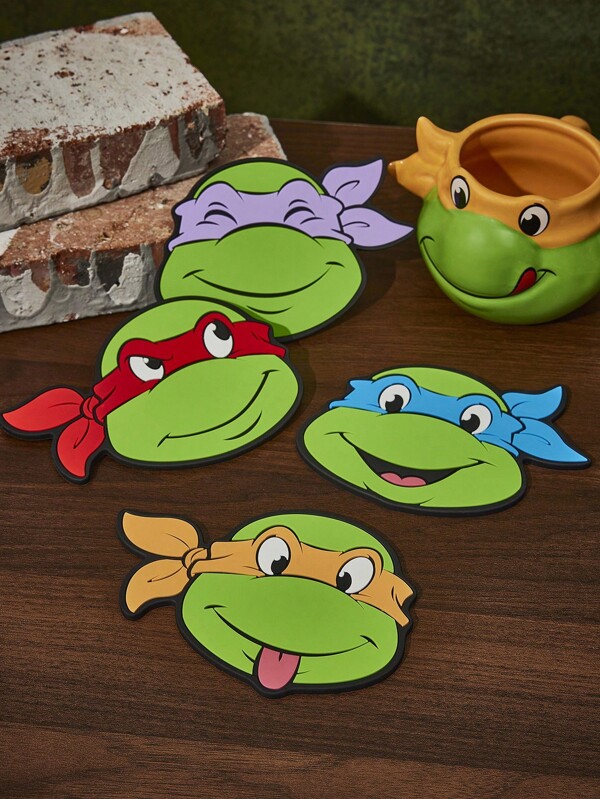 TEENAGE MUTANT NINJA TURTLES X SHEIN 1 pieza/Juego de 4 posavasos, posavasos para bebidas, usado para proteger la mesa, decoración de mesa de café, muy adecuado para decoración del hogar y regalo de mudanza