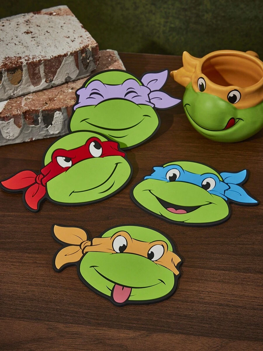 TEENAGE MUTANT NINJA TURTLES | SHEIN 1 件/4 件套杯垫,饮料杯垫,用于保护桌子,咖啡桌装饰,非常适合家居装饰和搬家礼物 - 綠色 - 查看 1