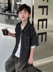 Dazy Kids Plus Size Boys' Loose Casual Denim Jacket