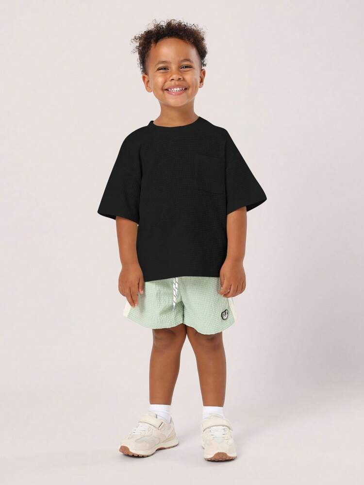 Waffle Knit Short Sleeve Crewneck T Shirt