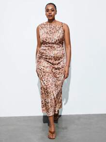 Maija Đầm dài không tay họa tiết da báo thời trang mùa hè cỡ lớn cho nữ - Nhiều màu - Xem 1