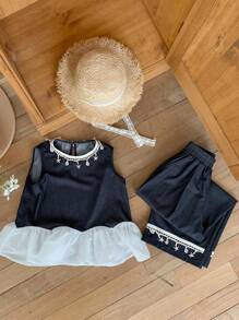 Hapijoa Tween Girls Daily Casual Denim Set - Blue - View 1