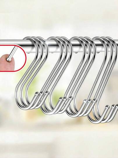 1/3/5/10 pièces Crochets en S en acier inoxydable robustes. Crochets de cuisine. Crochets en métal en forme de S polyvalents et parfaits pour les vêtements, ustensiles de cuisine, vaisselle, plantes, serviettes, outils de jardinage, cadres muraux, crochets muraux, porte-manteaux adhésifs pour porte