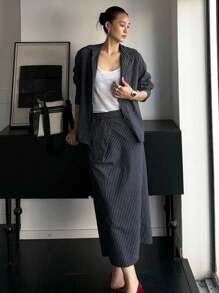 Livesso Women's Casual Striped Shirt And Mini Skirt 2 Pieces Set - Multicolor - View 5