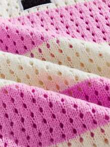 ROMWE MEN Prep Camisa polo de punto jacquard a rayas para hombre - Rosa - Ver 5