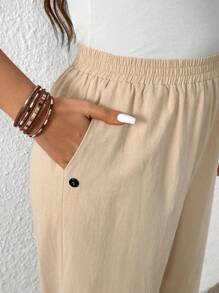 EMERY ROSE بنطلون كاجوال صيفي فضفاض بخصر مطاطي للنساء ذوات الأحجام الكبيرة