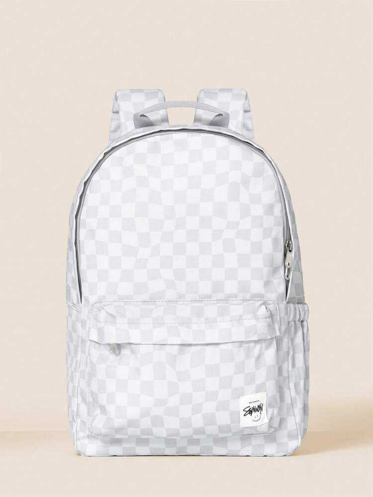 Classic Checkered Pattern Kids School Backpack With Storage