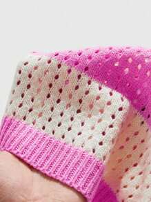 ROMWE MEN Prep Camisa polo de punto jacquard a rayas para hombre - Rosa - Ver 6