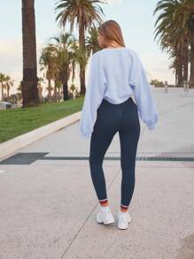 Aralina Women's Casual Solid Color Minimalist Drop Shoulder Long Sleeve Cropped Cardigan - Blue - View 4